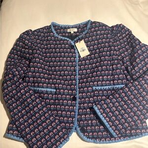 Avara Navy Quilt Jacket with Pink Floral Print